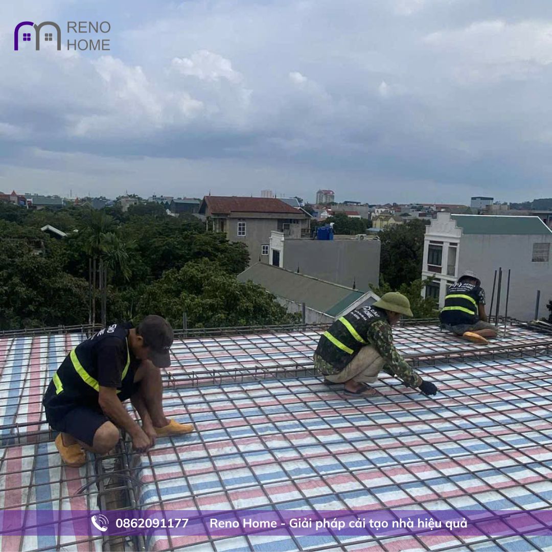 buộc sắt đổ mái bê tông